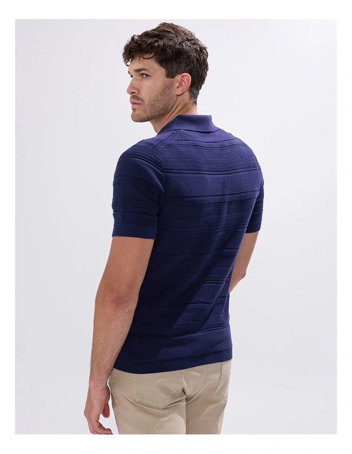 Kole Cotton Jacquard Knit Polo in Navy image 4