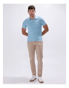 Kole Cotton Jacquard Knit Polo in Sky Blue
