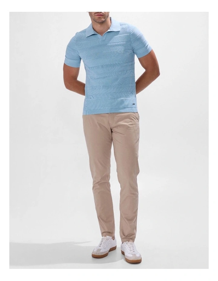 Kole Cotton Jacquard Knit Polo in Sky Blue image 2