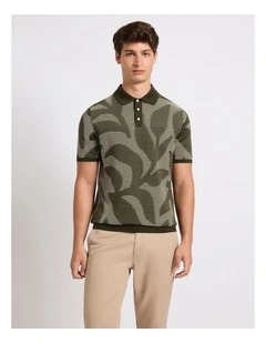 Be-Leaf in Me Knit Polo in Green Multi