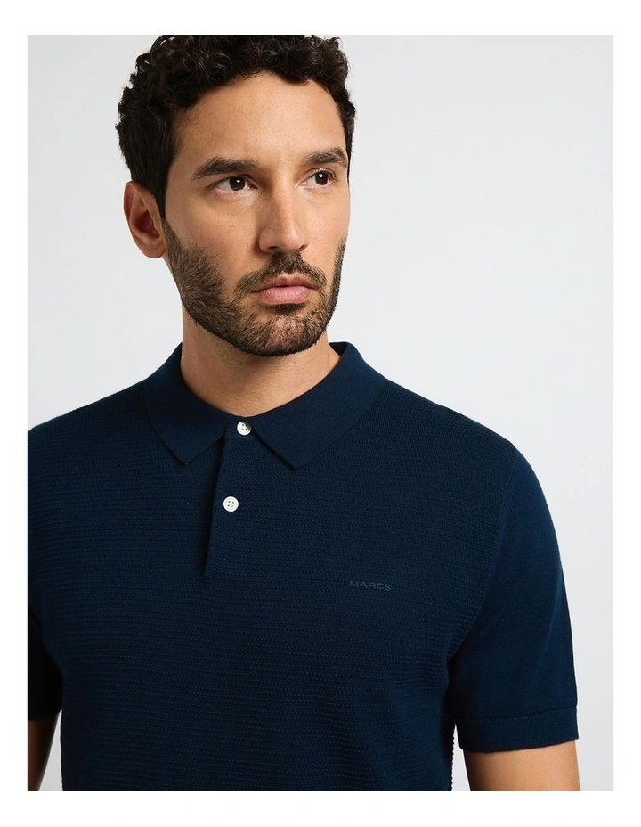Noah Textured Knit Polo in Opal Blue image 2