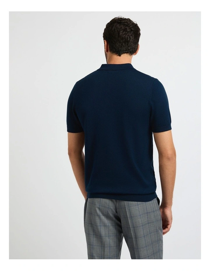 Noah Textured Knit Polo in Opal Blue image 3