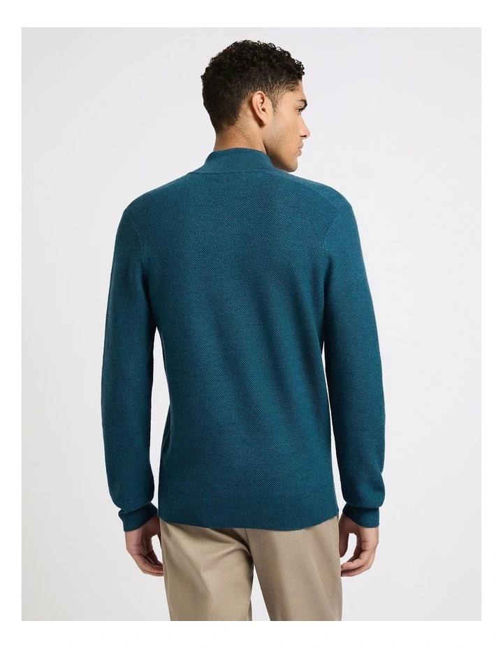 Benny Button Neck Merino Knit in Dark Teal image 3