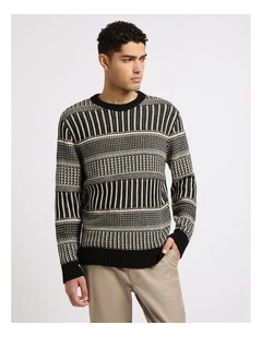 Matchstick Jacquard Knit in Black Multi