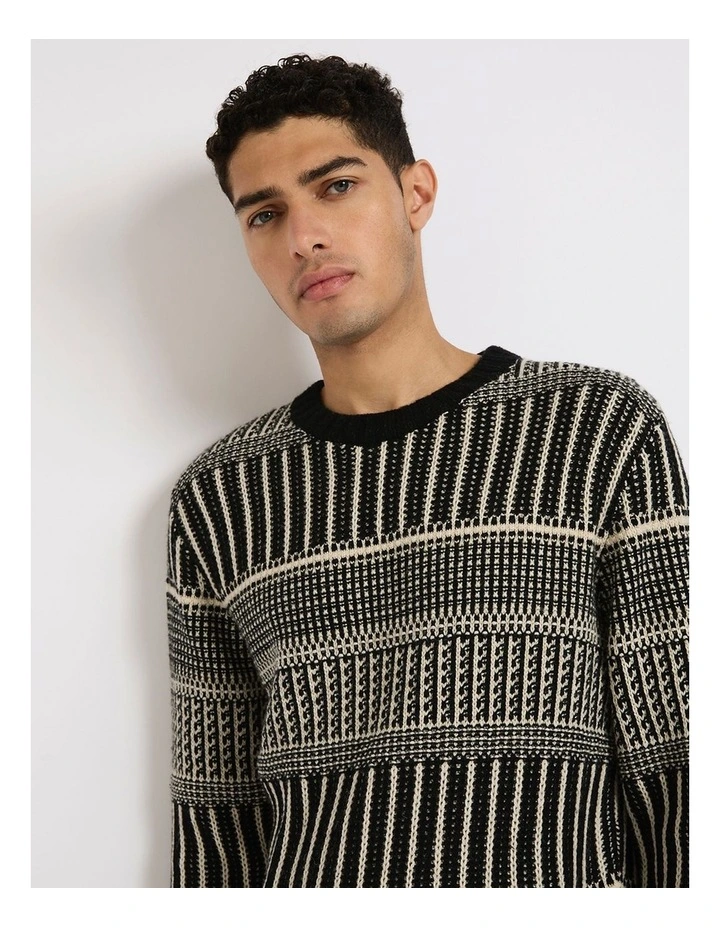 Matchstick Jacquard Knit in Black Multi image 2