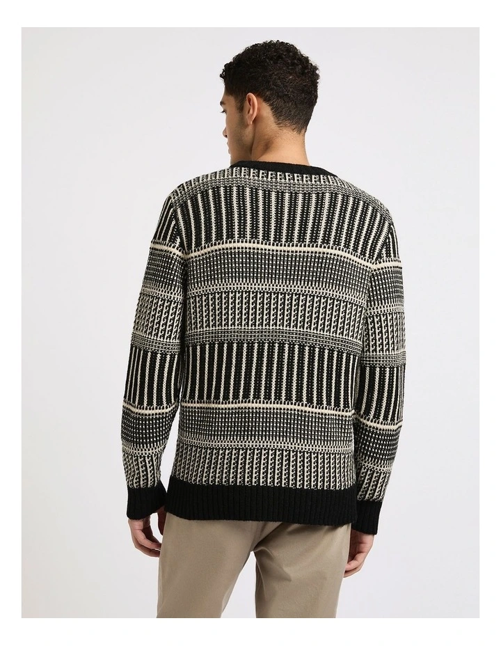 Matchstick Jacquard Knit in Black Multi image 3