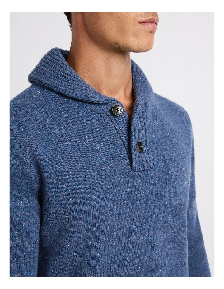Carra Shawl Collar Knit in Denim Blue image 2