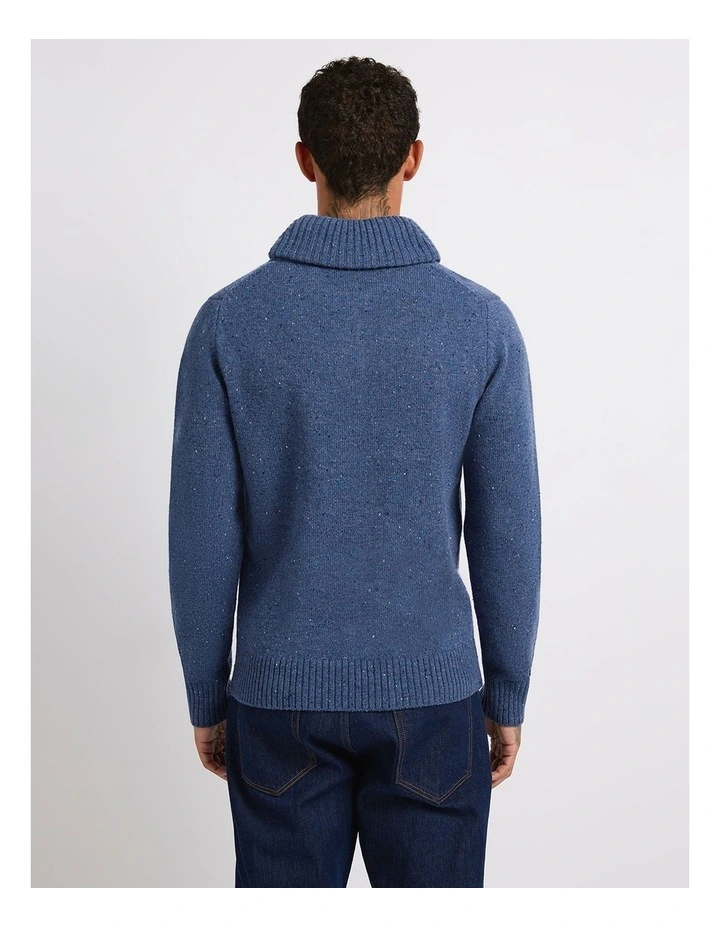 Carra Shawl Collar Knit in Denim Blue image 3