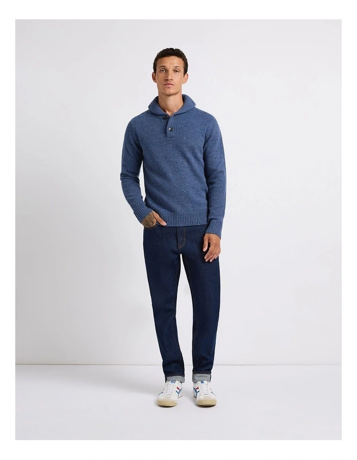 Carra Shawl Collar Knit in Denim Blue image 4