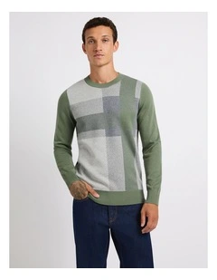 Deen Wool Blend Knit in Green Check
