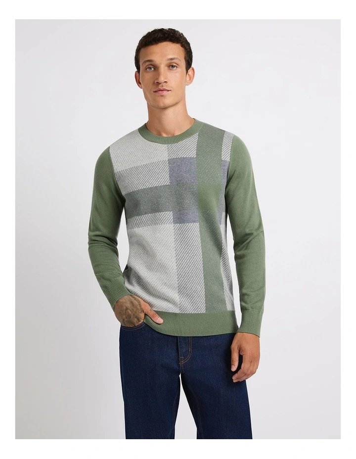 Deen Wool Blend Knit in Green Check image 1