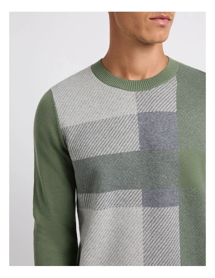 Deen Wool Blend Knit in Green Check image 2