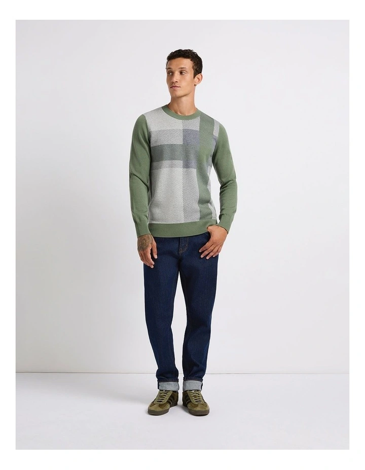 Deen Wool Blend Knit in Green Check image 4
