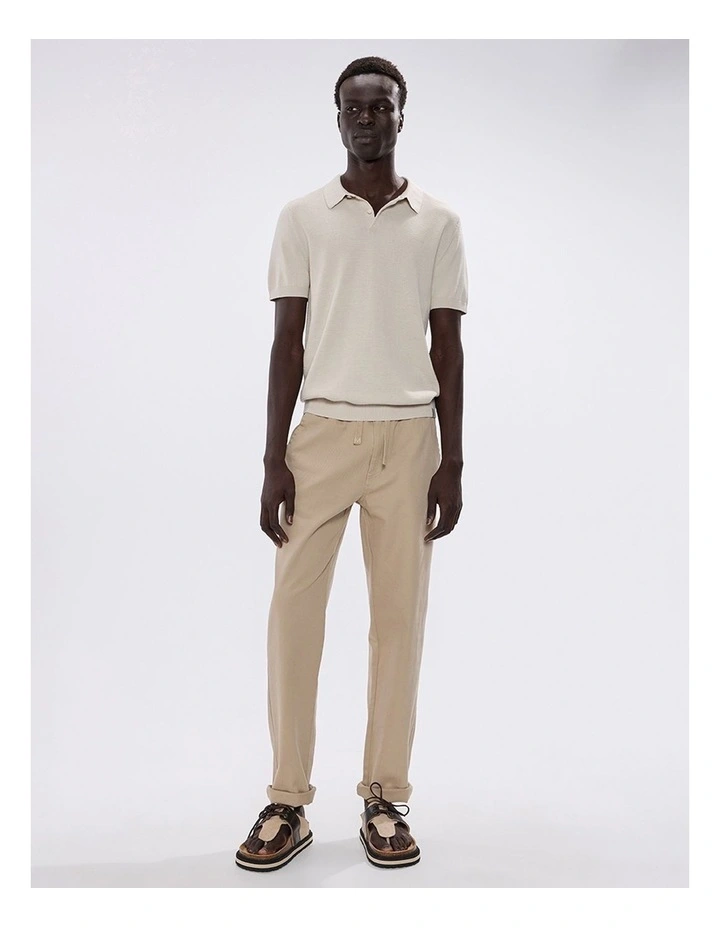 Noah Textured Knit Polo in Birch image 1