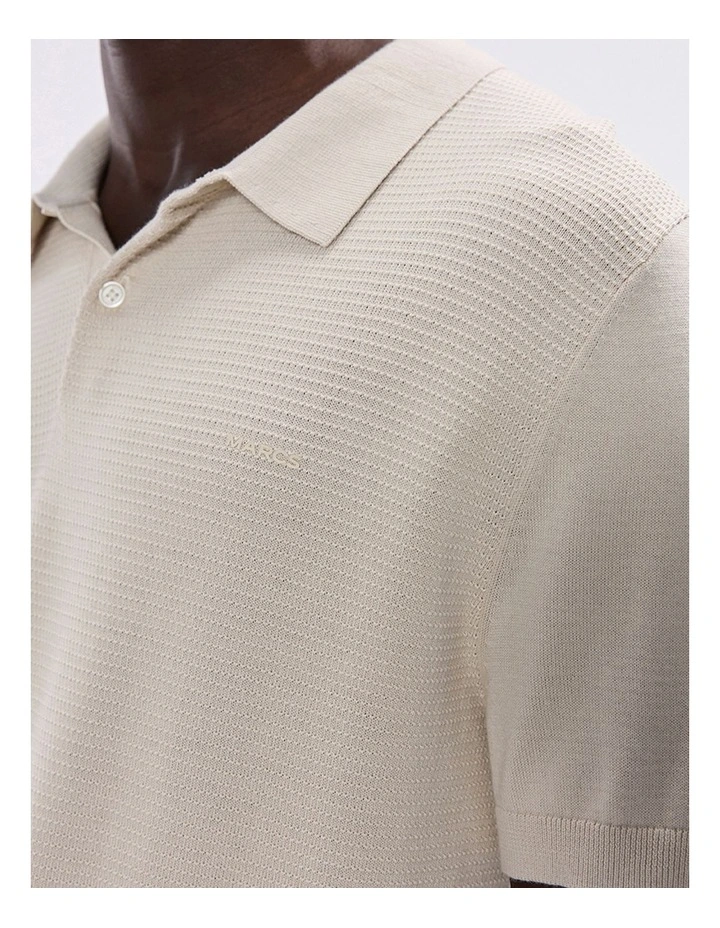 Noah Textured Knit Polo in Birch image 2