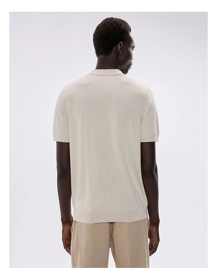 Noah Textured Knit Polo in Birch image 4