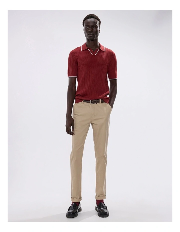 Kelly Cable Knit Polo in Dark Henna image 1