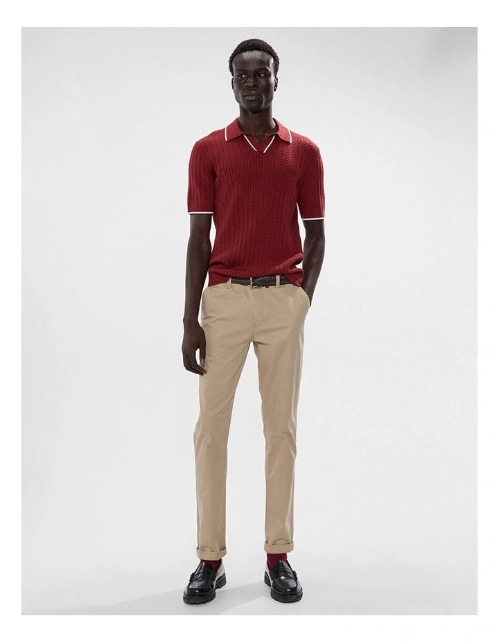Kelly Cable Knit Polo in Dark Henna image 2