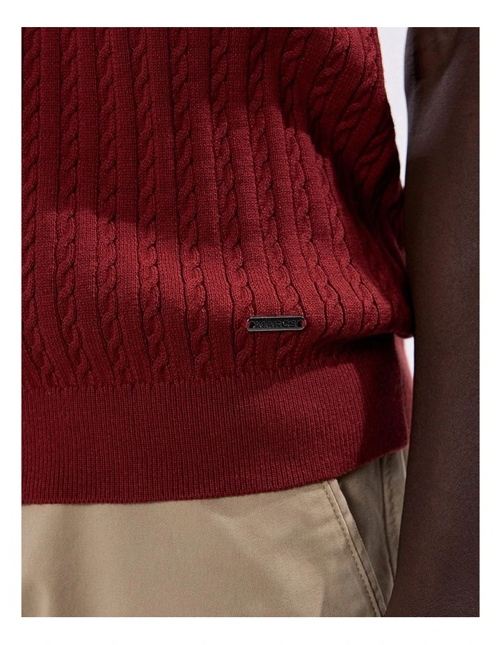 Kelly Cable Knit Polo in Dark Henna image 3
