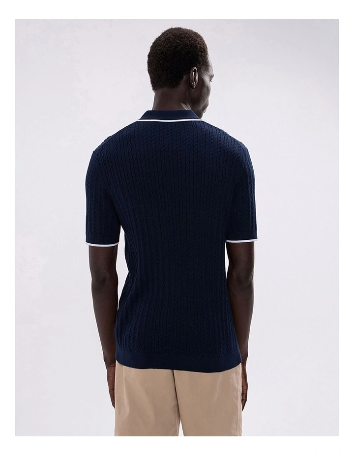 Kelly Cable Knit Polo in Navy image 4
