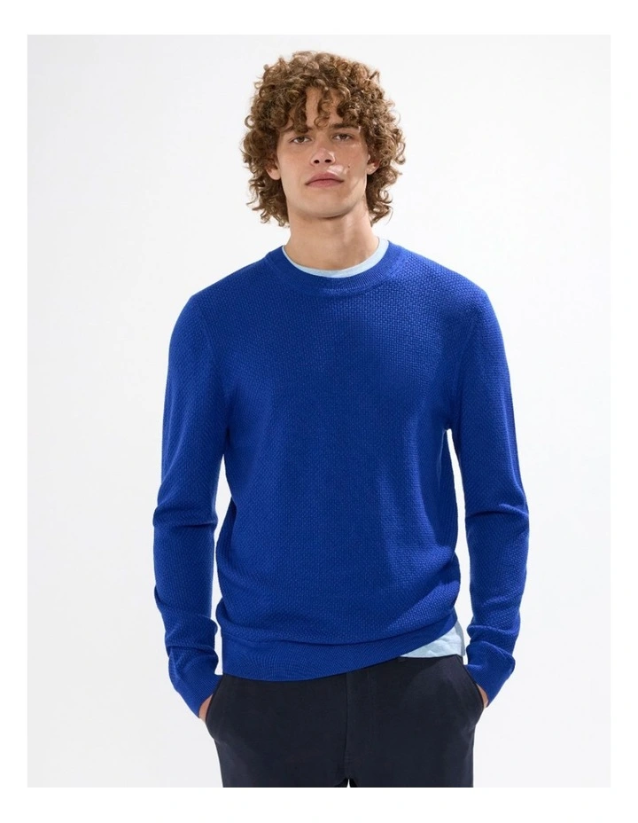 Gordon Textured Merino Knit in Azure Blue image 2