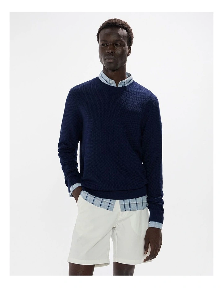 Gordon Textured Merino Knit in Navy image 2