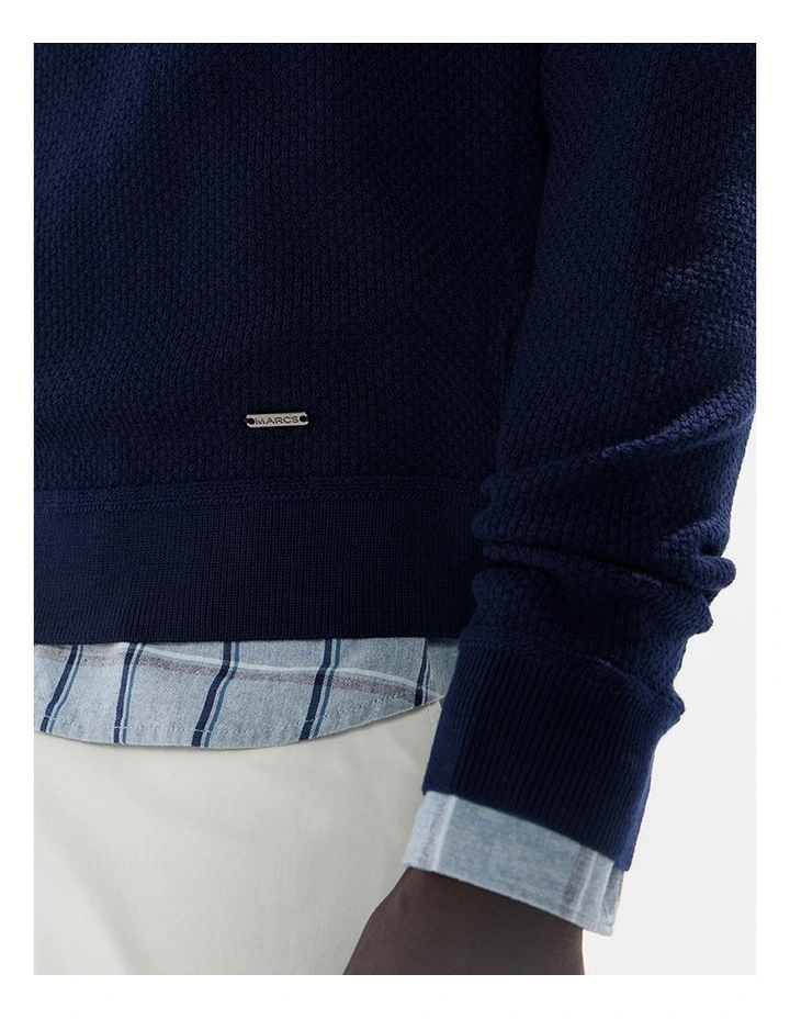 Gordon Textured Merino Knit in Navy image 3