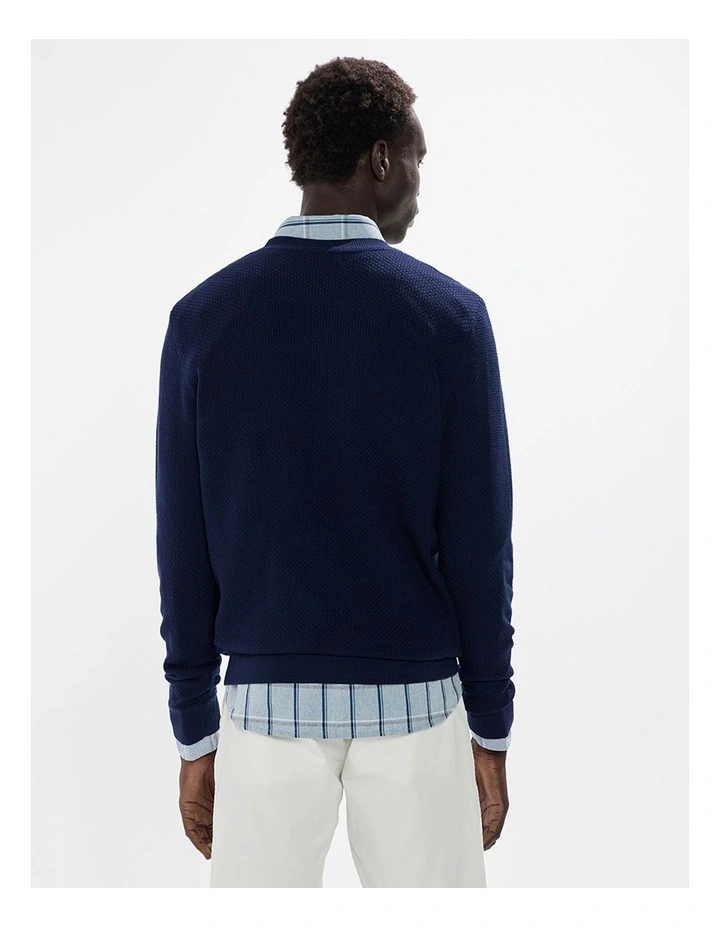 Gordon Textured Merino Knit in Navy image 4