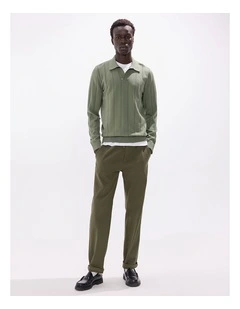 Arthur Wool Blend Polo in Agave Green