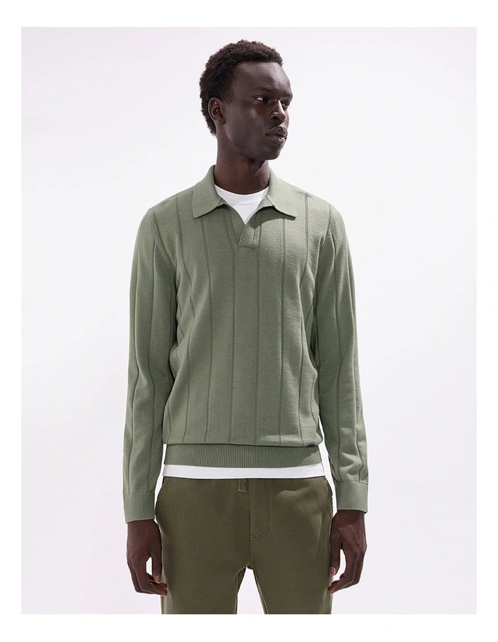 Arthur Wool Blend Polo in Agave Green image 2