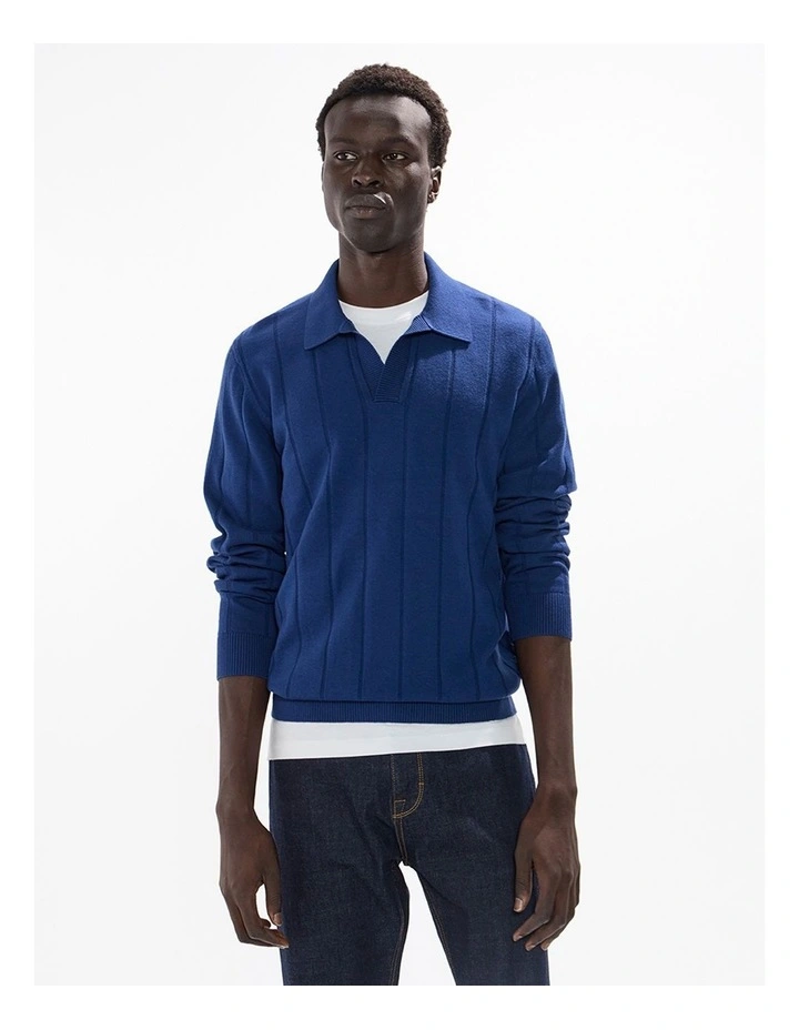 Arthur Wool Blend Polo in Lapis Blue image 2