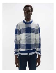 Kline Wool Blend Knit in Navy Check