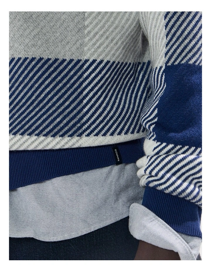 Kline Wool Blend Knit in Navy Check image 2