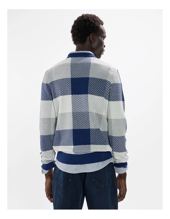 Kline Wool Blend Knit in Navy Check image 3