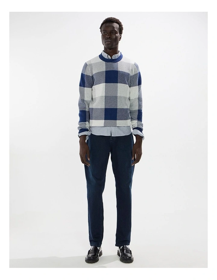 Kline Wool Blend Knit in Navy Check image 4