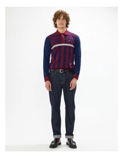 Joshua Stripe Knit Polo in Navy Multi