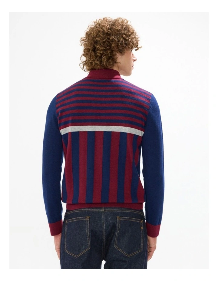 Joshua Stripe Knit Polo in Navy Multi image 4