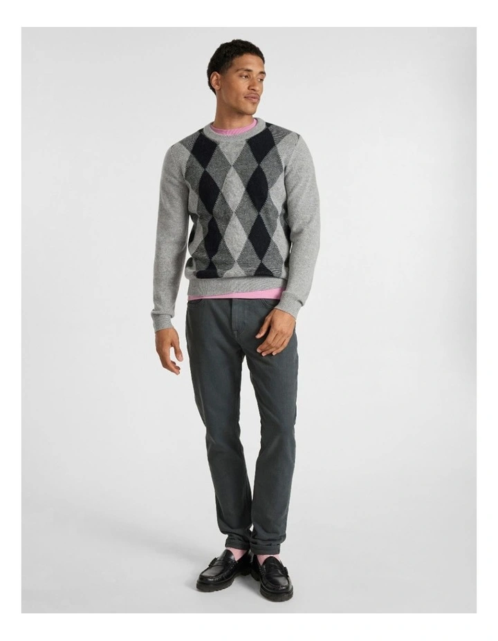 Matt Argyle Knit in Grey Multi image 2