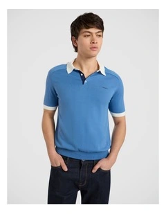 Leclerc Knit Polo in Pure Blue