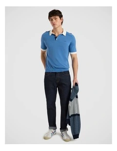 Leclerc Knit Polo in Pure Blue