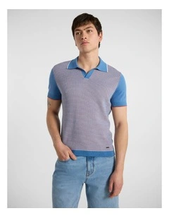 Suzuka Knit Polo in Pure Blue