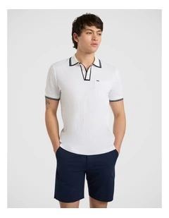 Dane Border Polo in White