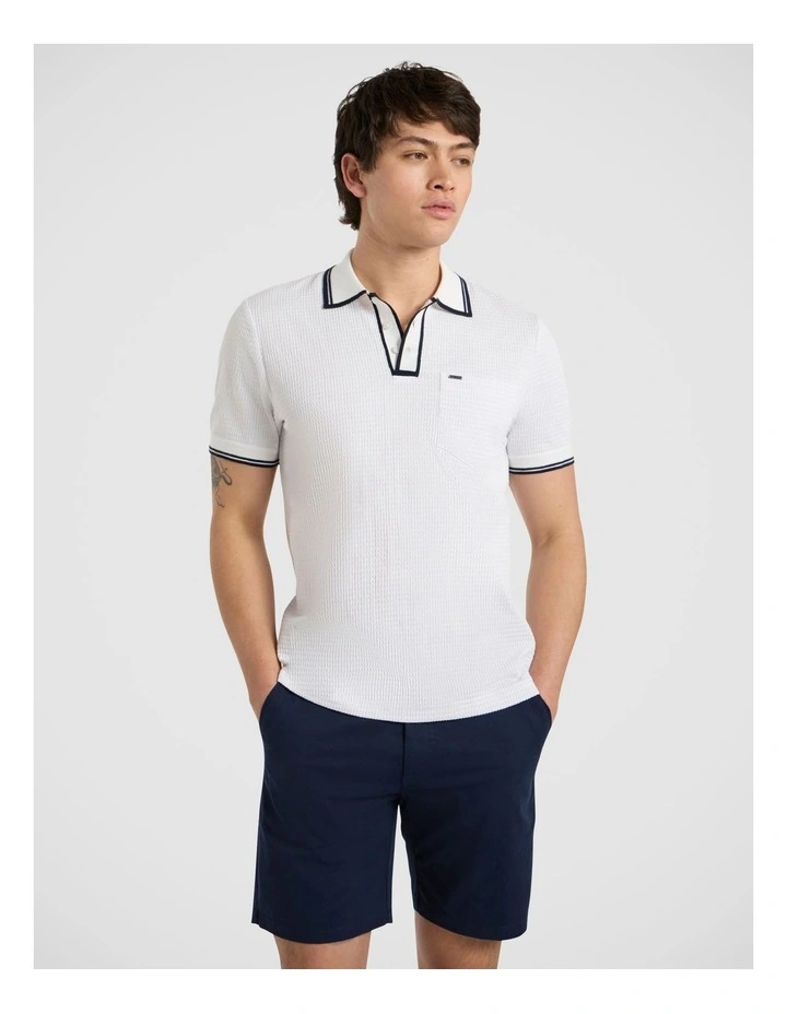 Dane Border Polo in White image 2