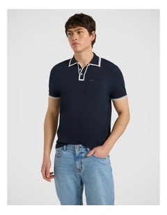 Dane Border Polo in Navy