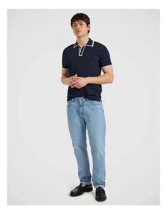 Dane Border Polo in Navy