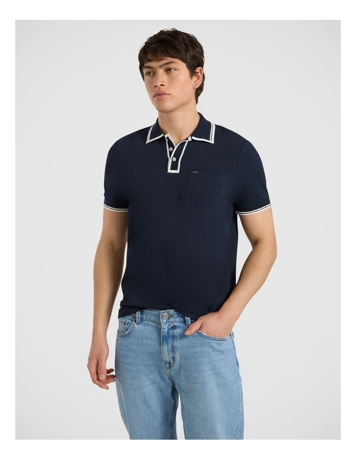 Dane Border Polo in Navy image 2