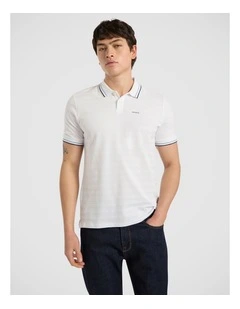 Benard Textured Stripe Polo in White