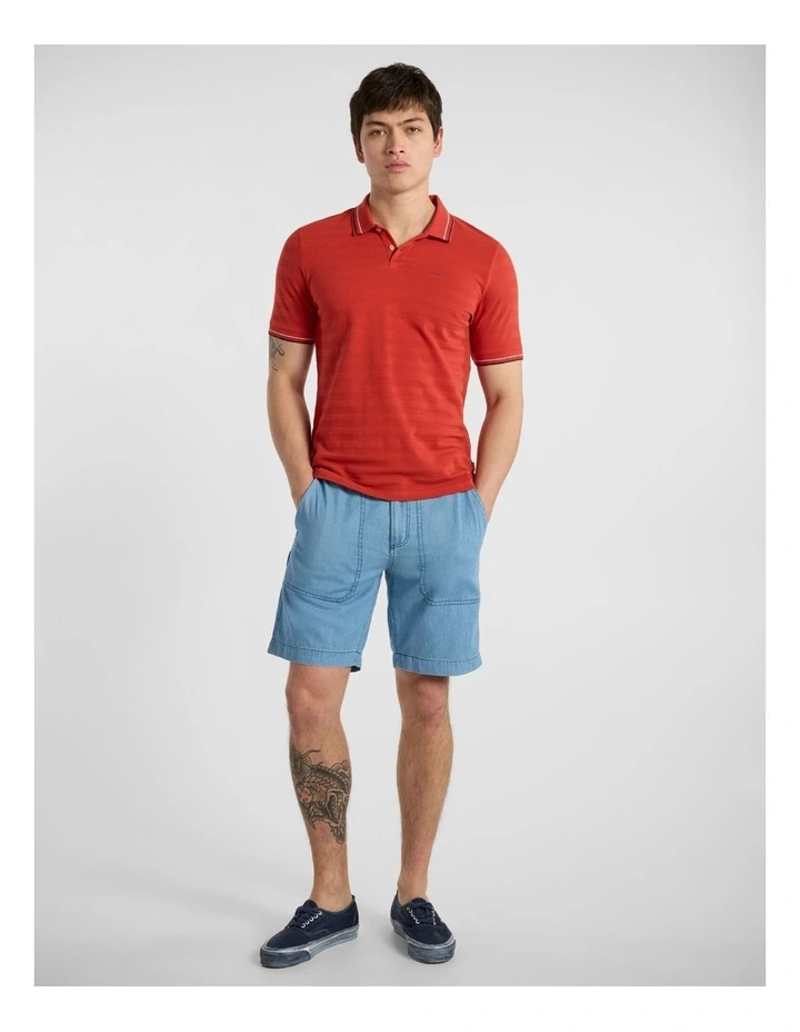 Benard Textured Stripe Polo in Red Apple image 1