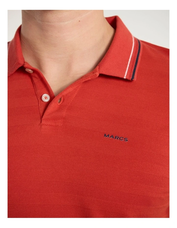 Benard Textured Stripe Polo in Red Apple image 3