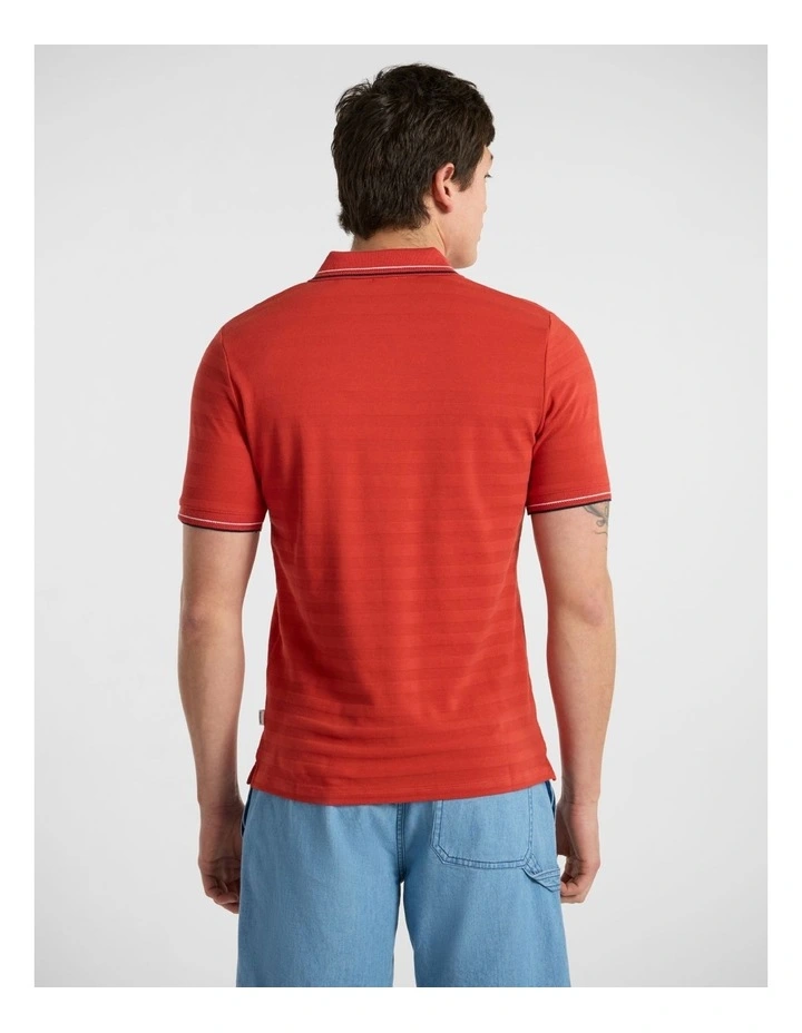 Benard Textured Stripe Polo in Red Apple image 4